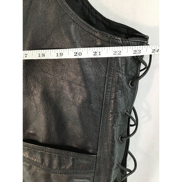 Pro Force Leather Vest Biker motorcycle Men's XL/2X Metalcore heavy metal Black - Picture 7 of 16